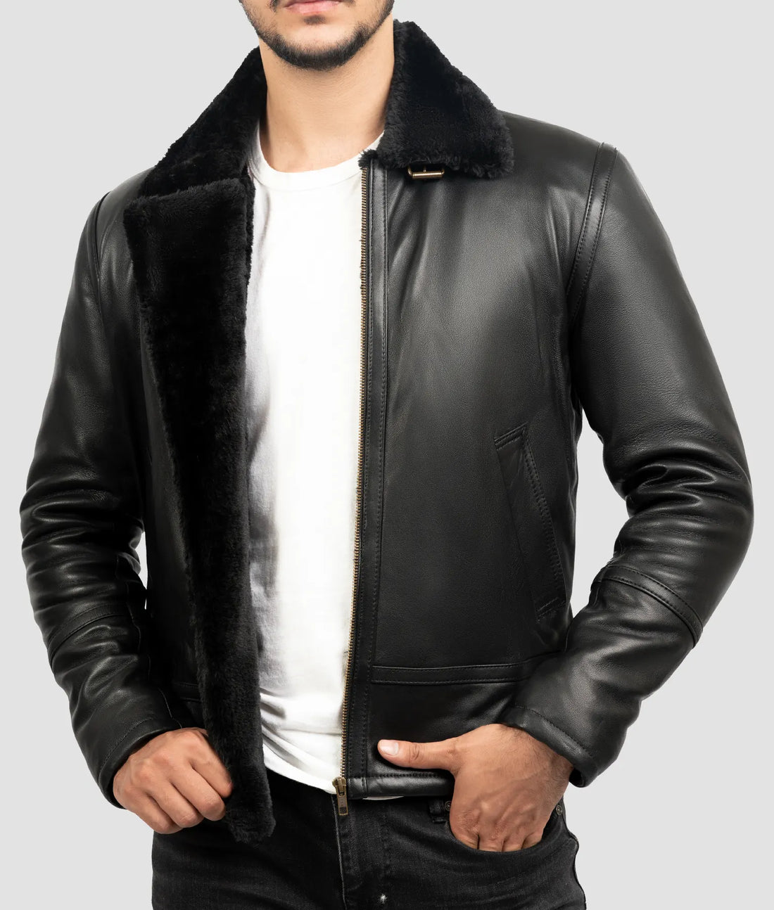 Andy Mens Black Aviator Jacket | Mens Black Aviator Jacket-1