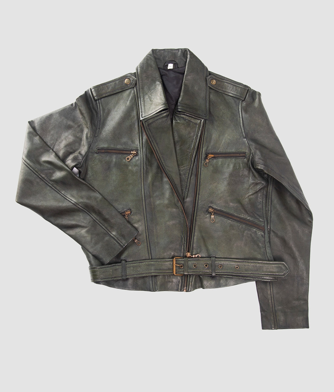 Brandy Womens Distressed Black Leather Biker Jacket | Womens Distressed Black Leather Biker Jacket-1