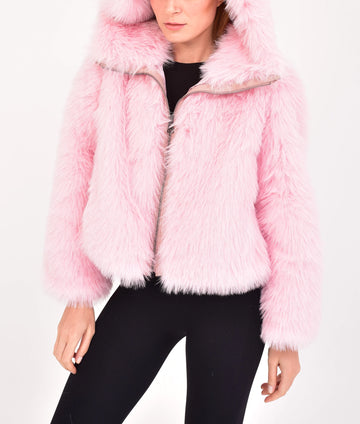 Cathleen Women's Pink Fur Jacket | Women's Pink Fur Jacket-1