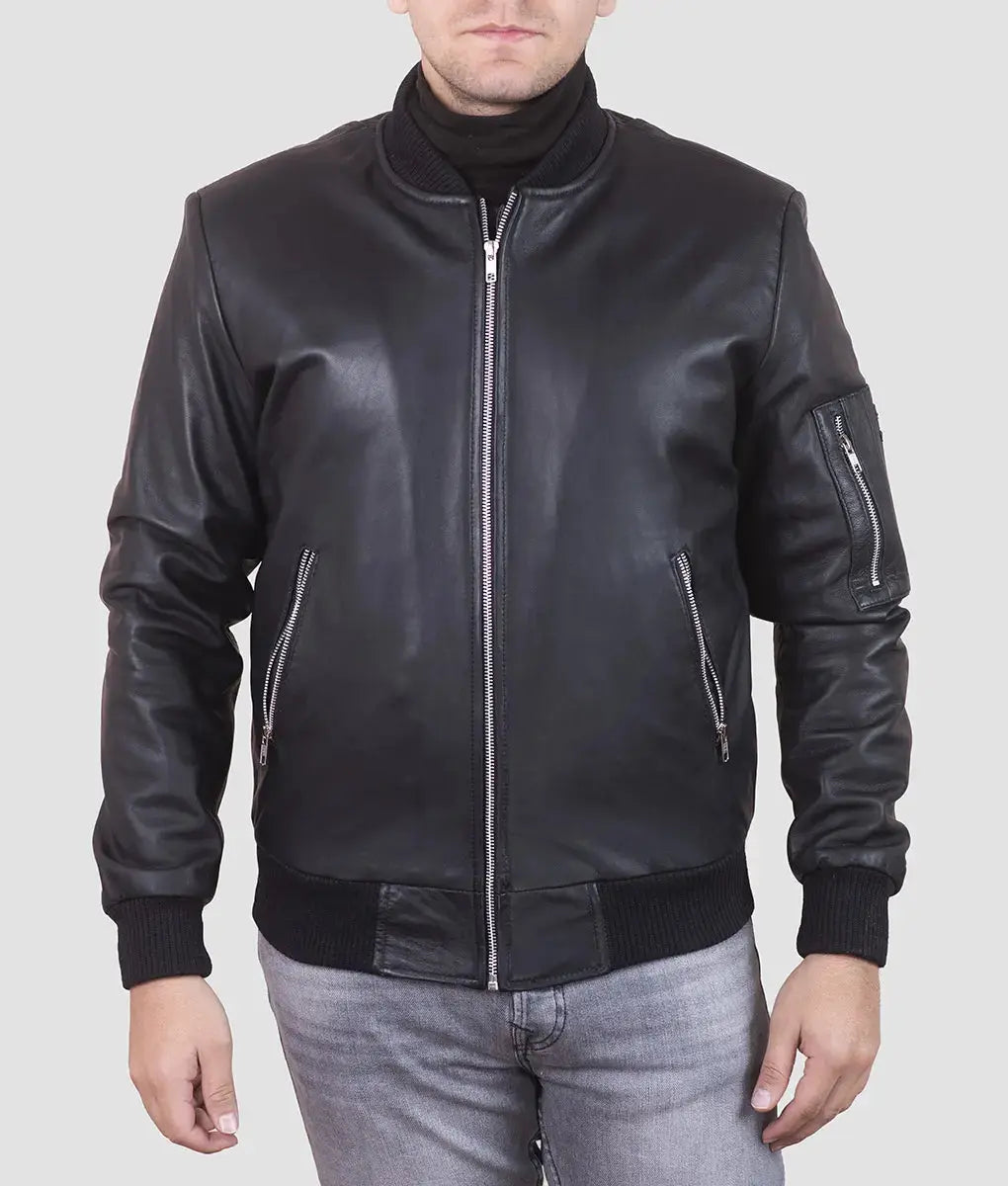 Daniel Mens Black MA-1 Bomber Jacket My Store