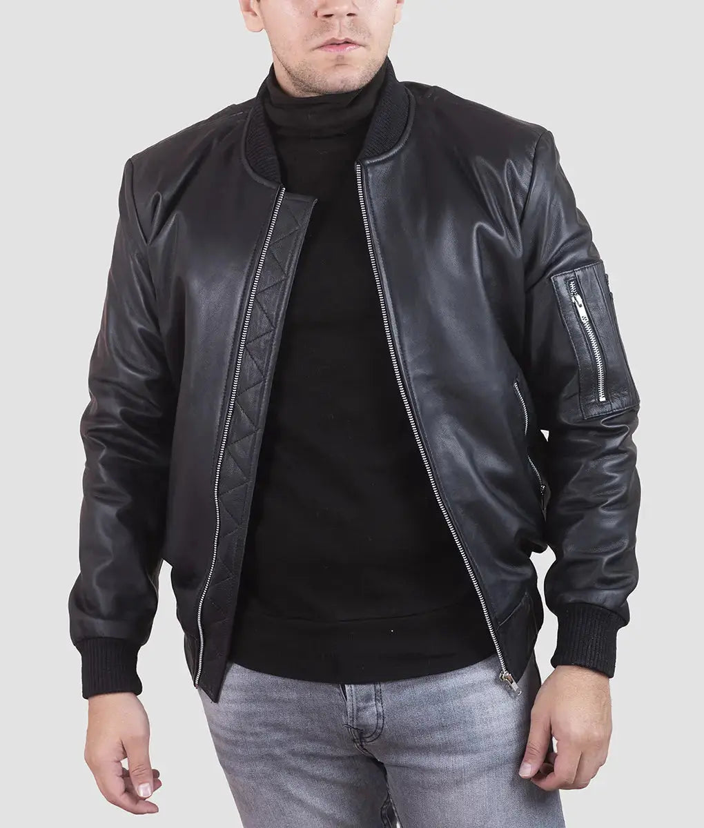 Daniel Mens Black MA-1 Bomber Jacket My Store