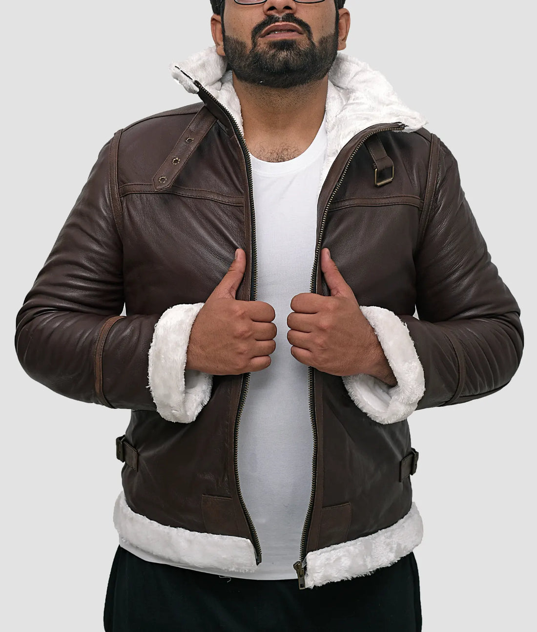 Eddie Mens Dark Brown Aviator Shearling Jacket | Mens Dark Brown Aviator Shearling Jacket-1