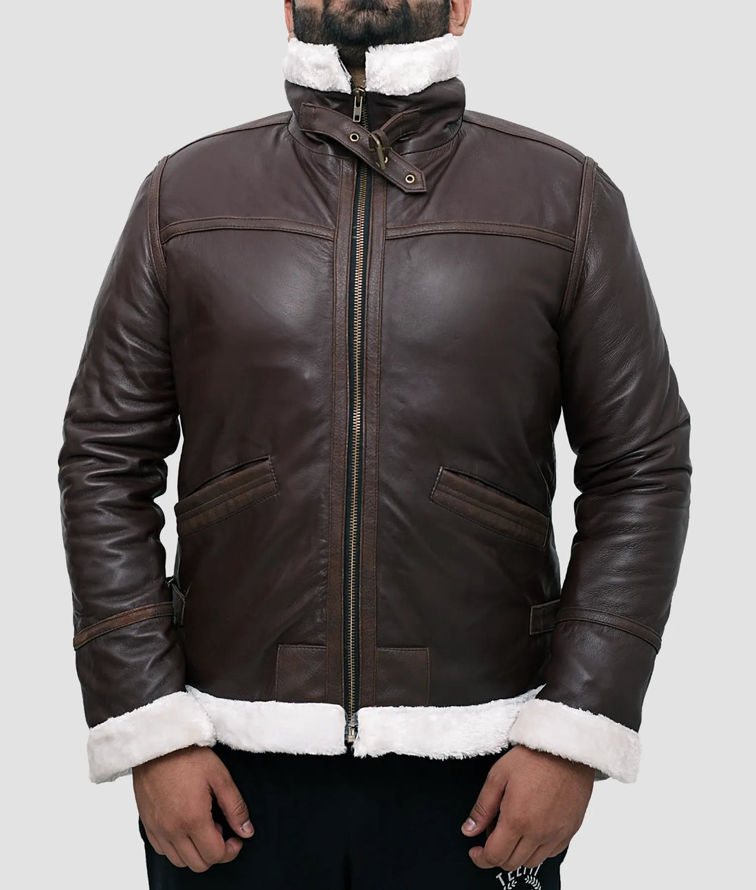 Eddie Mens Dark Brown Aviator Shearling Jacket | Mens Dark Brown Aviator Shearling Jacket-1