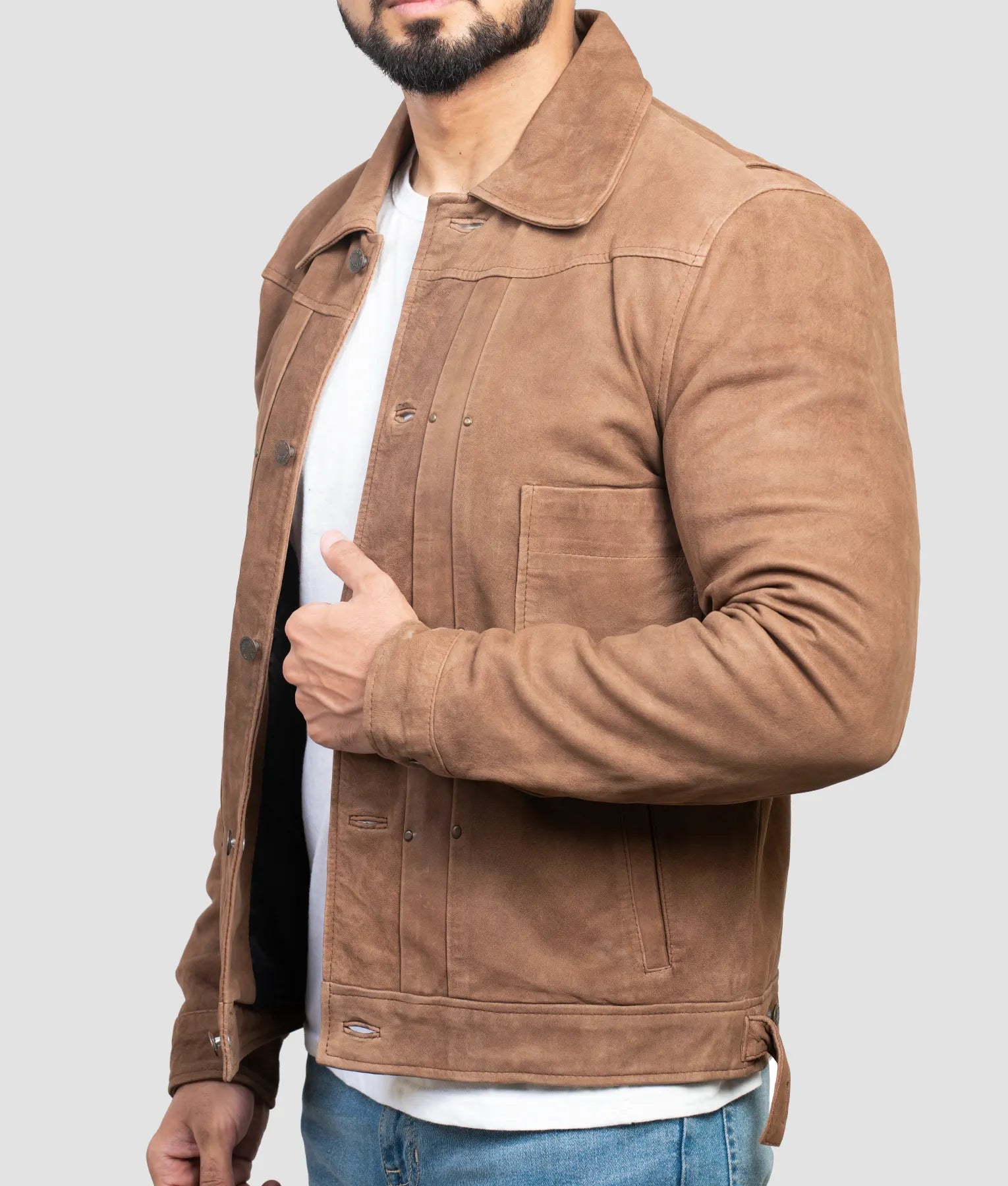 John Mens Brown Suede Jacket | Mens Brown Suede Jacket-3