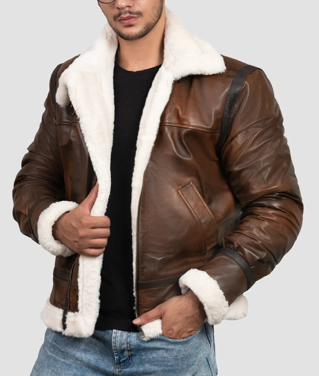 Kevin Mens B3 Brown Leather Bomber Jacket | Mens B3 Brown Leather Bomber Jacket-1
