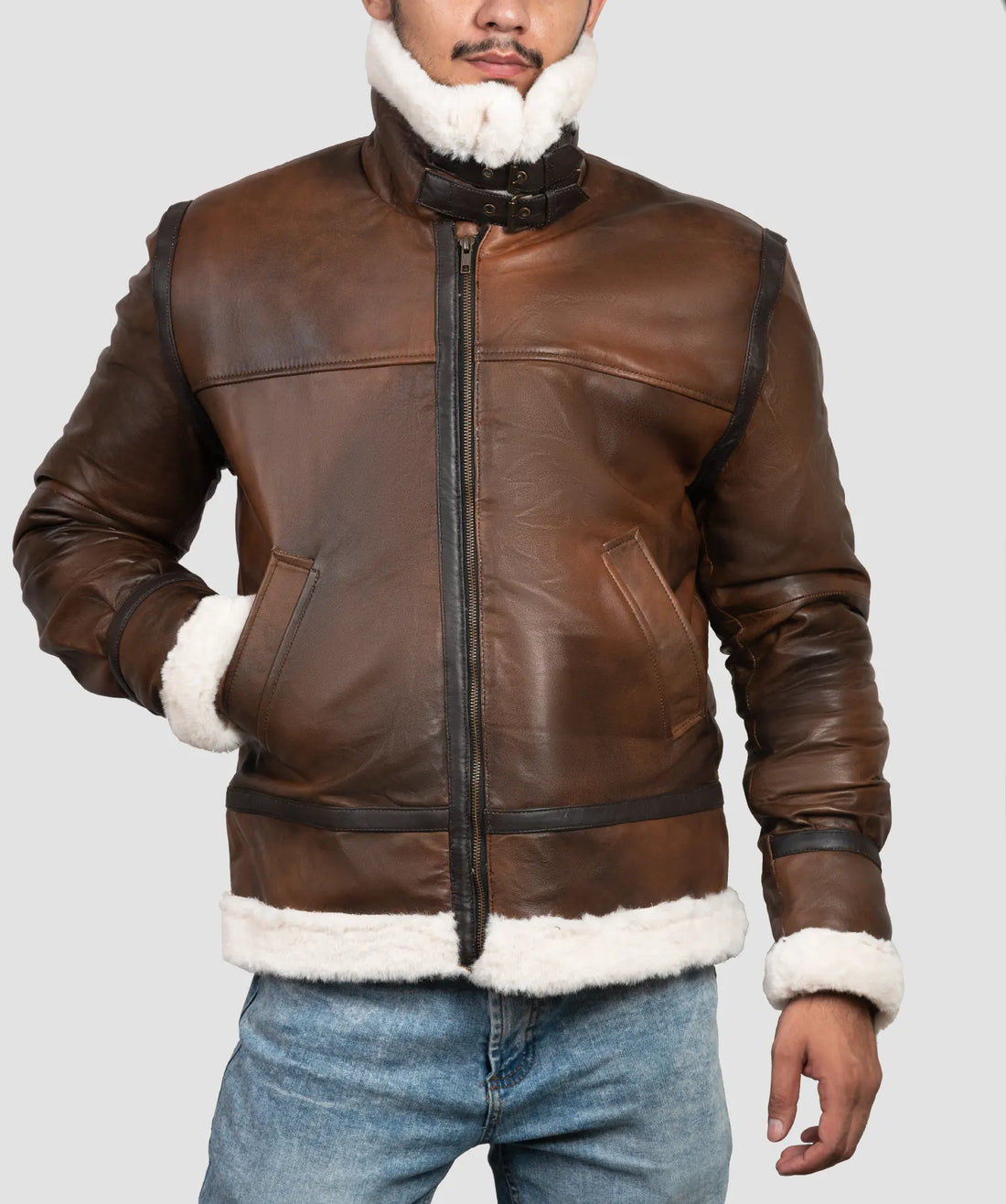 Kevin Mens B3 Brown Leather Bomber Jacket | Mens B3 Brown Leather Bomber Jacket-1