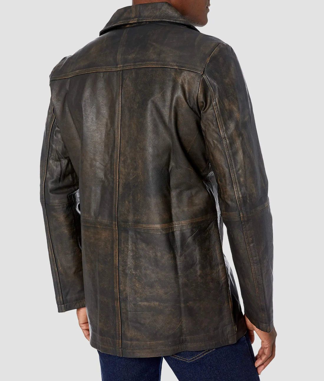 Louis Mens Distressed Leather Car Coat | Mens Distressed Leather Car Coat-1