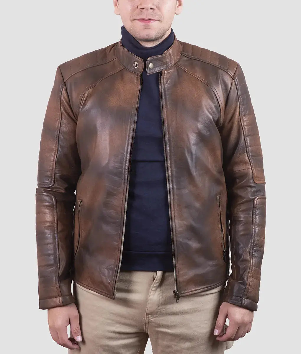 Martin Mens Brown Cafe Racer Jacket My Store