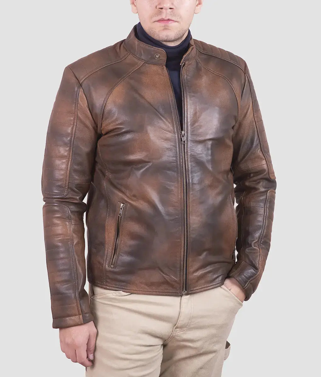 Martin Mens Brown Cafe Racer Jacket My Store