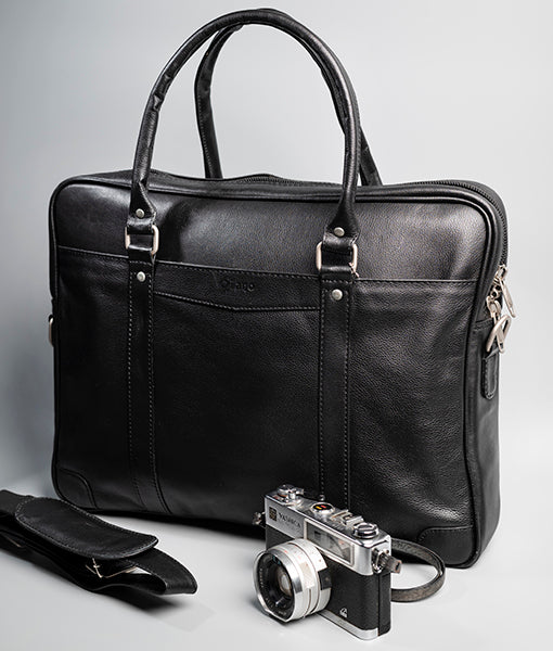 Men Black Leather Laptop Bag | Black Leather Laptop Bag-1