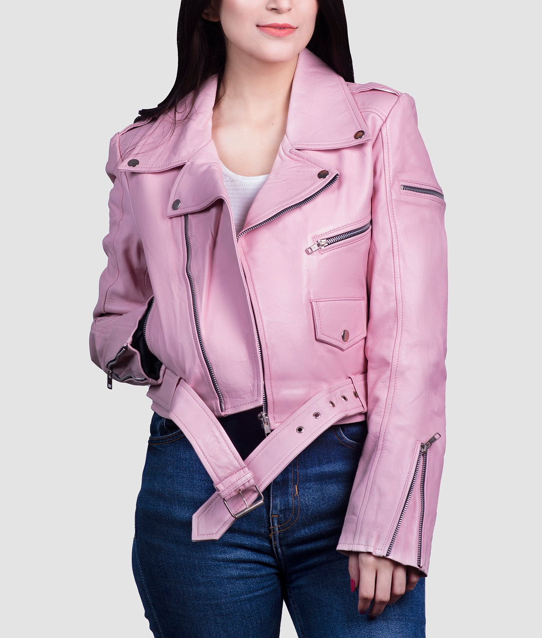 Molly Womens Pink Double Rider Jacket | Womens Pink Double Rider Jacket-1