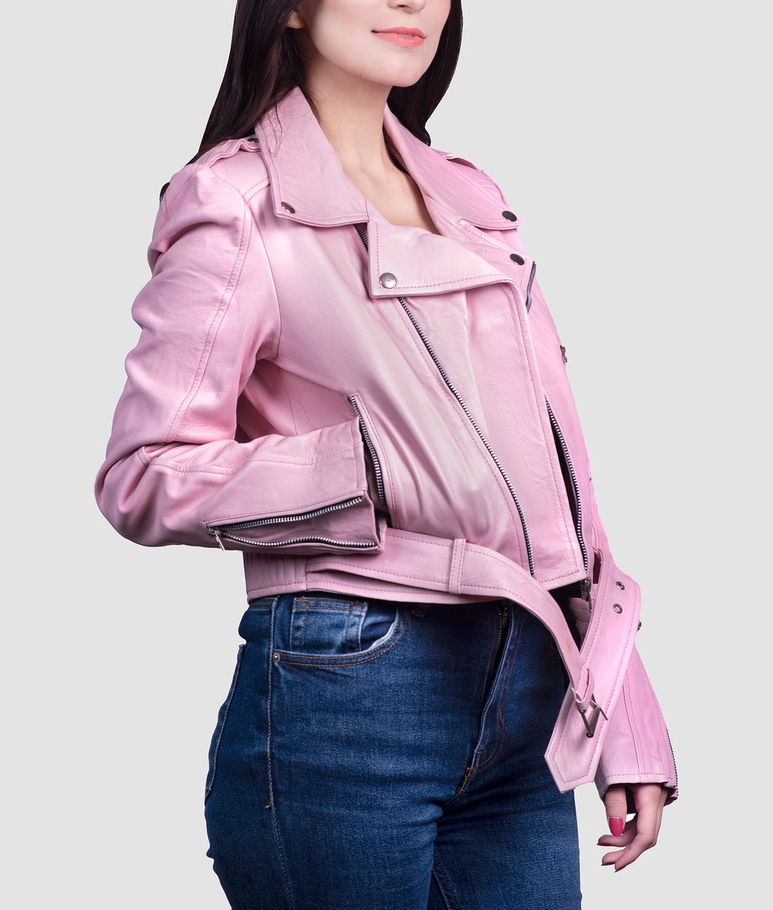 Molly Womens Pink Double Rider Jacket | Womens Pink Double Rider Jacket-1