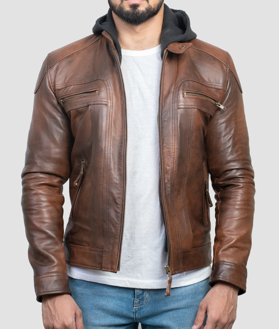 Nathan Mens Brown Leather Jacket | Mens Brown Leather Jacket-1