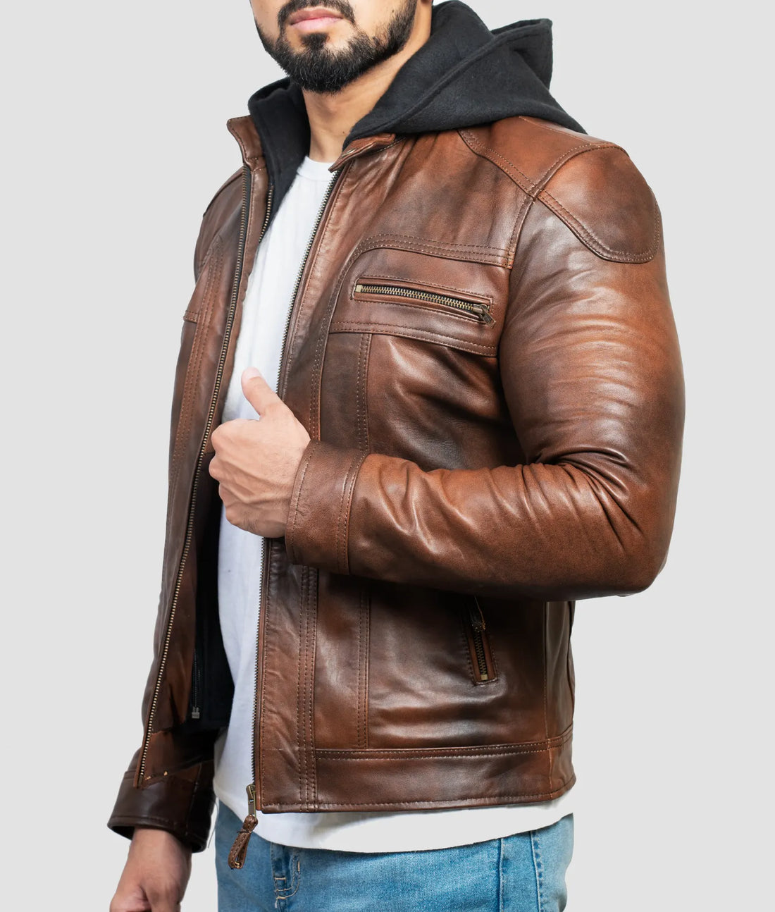 Nathan Mens Brown Leather Jacket | Mens Brown Leather Jacket-1