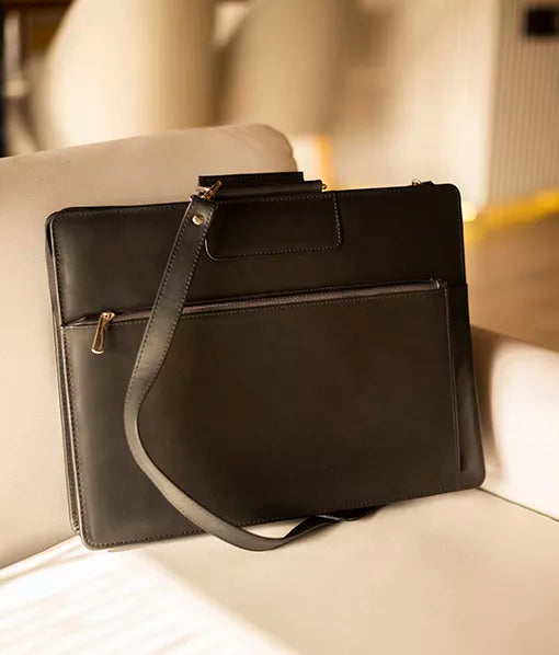 Office Laptop Leather Bag | Men's Office Laptop Black Leather Bag-1