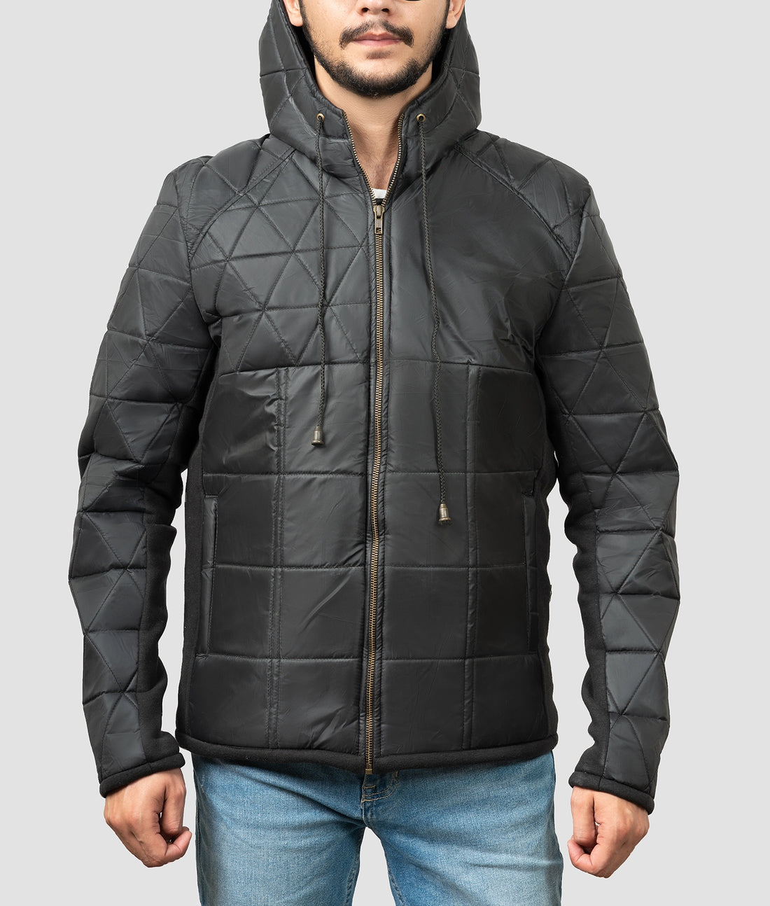 Roman Mens Black Quilted Jacket | Mens Black Quilted Jacket-1