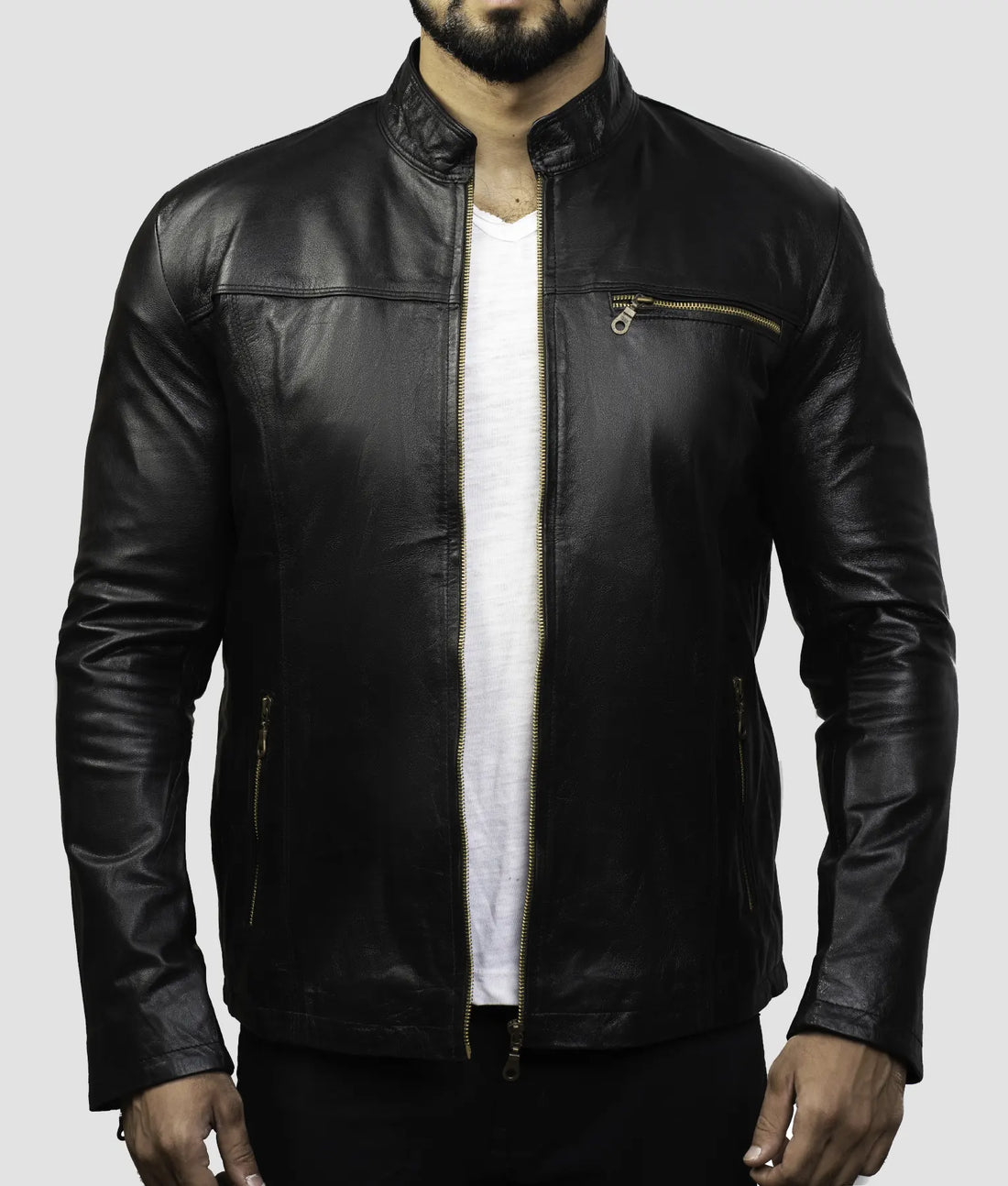 Ryan Mens Black Leather Biker Jacket | Mens Black Leather Biker Jacket-1