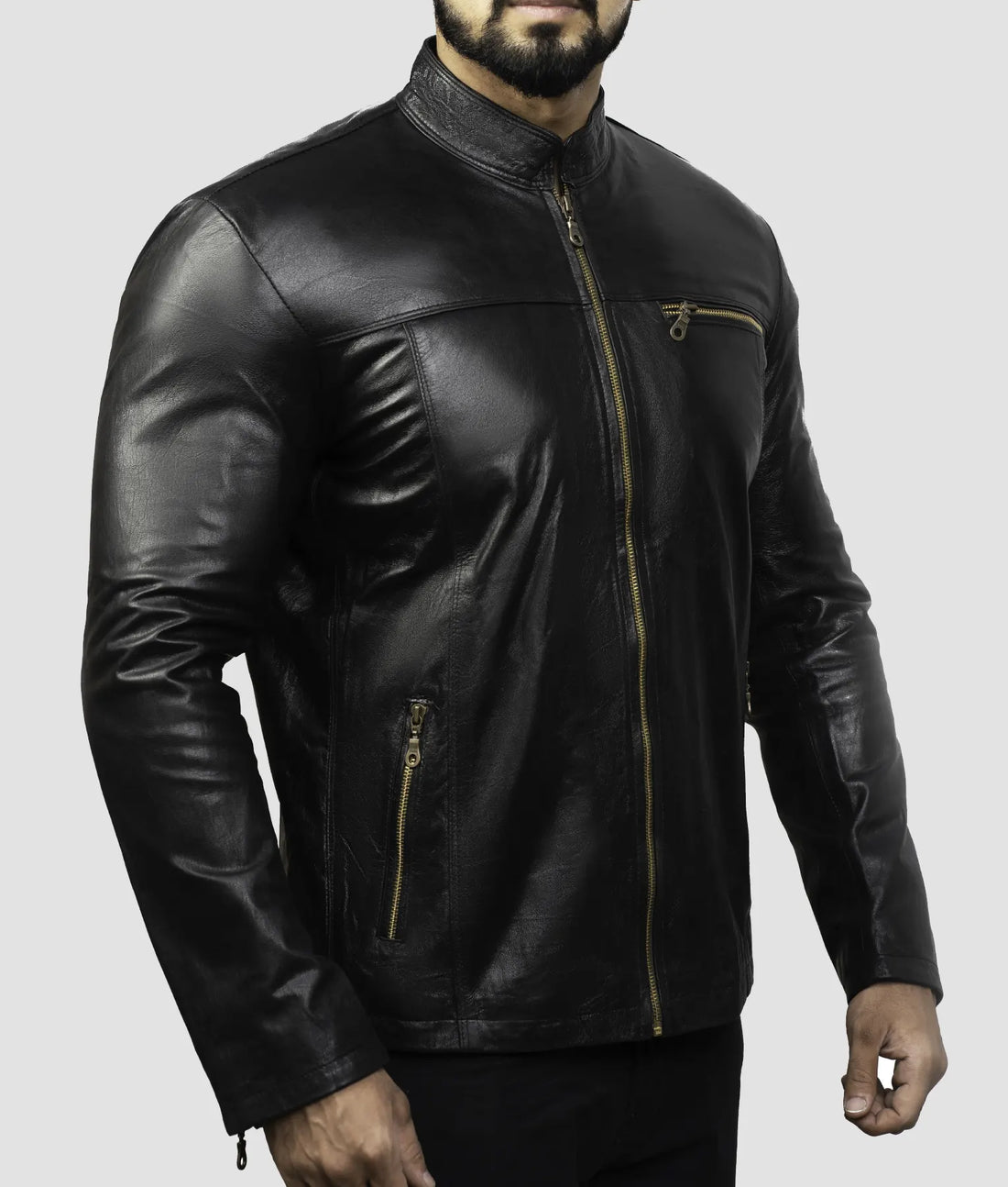 Ryan Mens Black Leather Biker Jacket | Mens Black Leather Biker Jacket-1