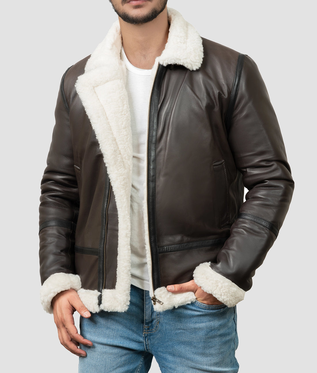 Ryan Mens Brown B3 Bomber Jacket | Mens Brown B3 Bomber Jacket-1