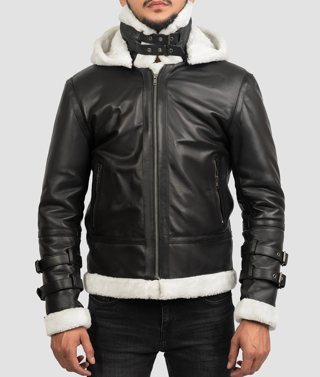 Tyler Mens Black B-3 Aviator Bomber Jacket | Mens Black B-3 Aviator Bomber Jacket-1