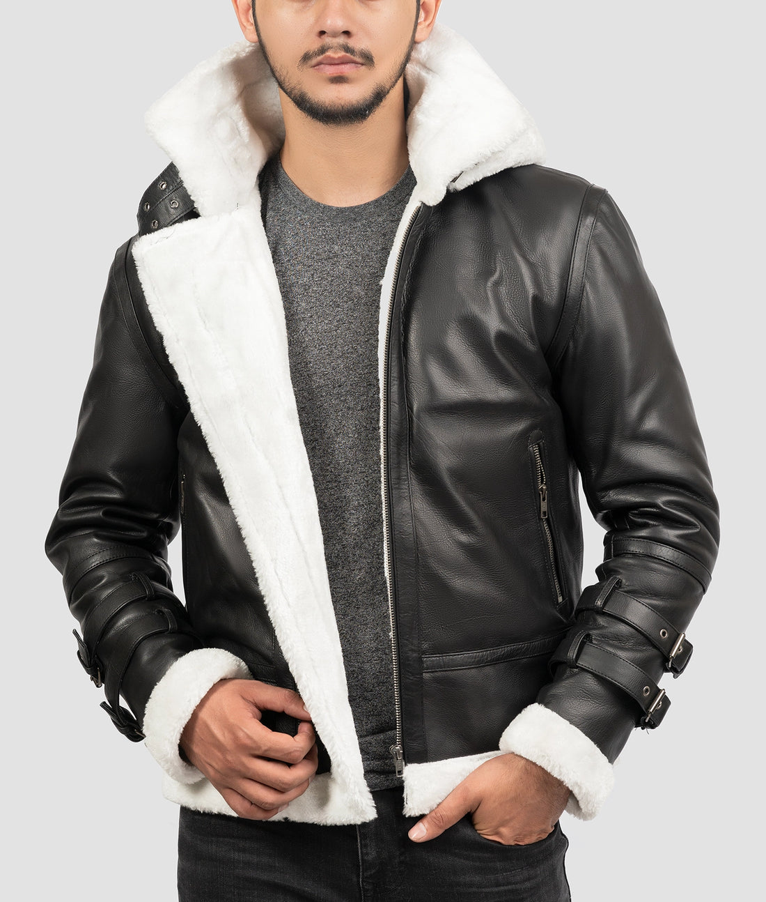 Tyler Mens Black B-3 Aviator Bomber Jacket | Mens Black B-3 Aviator Bomber Jacket-1
