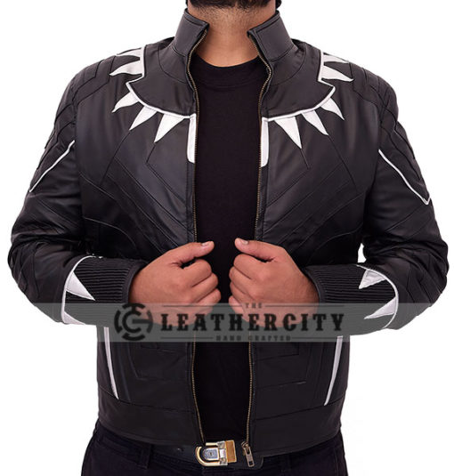 black panther leather jacket - open front