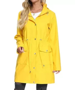 Womens Yellow Zipper Rain Coat